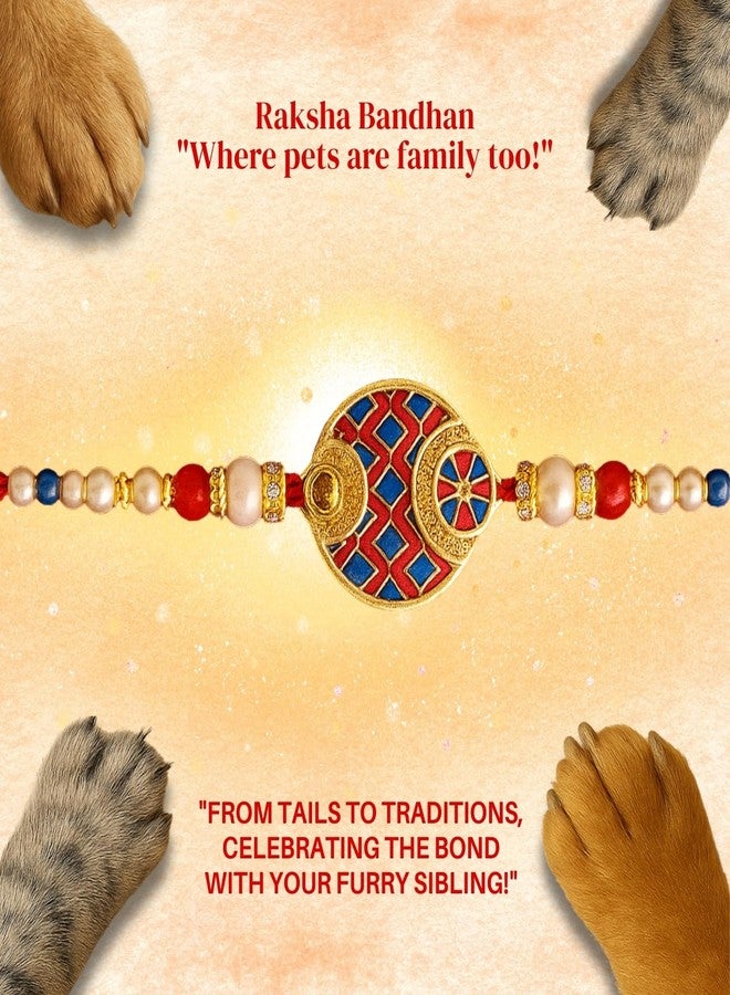 Sage Square Paw Bandhan Rakhi for Dog, Cat & Small Pets | Celebrate Bonds of Love This Raksha Bandhan | Cute Rakhi with Beads, Decorative Threads | Gift for Pet Lovers & Furry Companions (Type 7) - Image 5